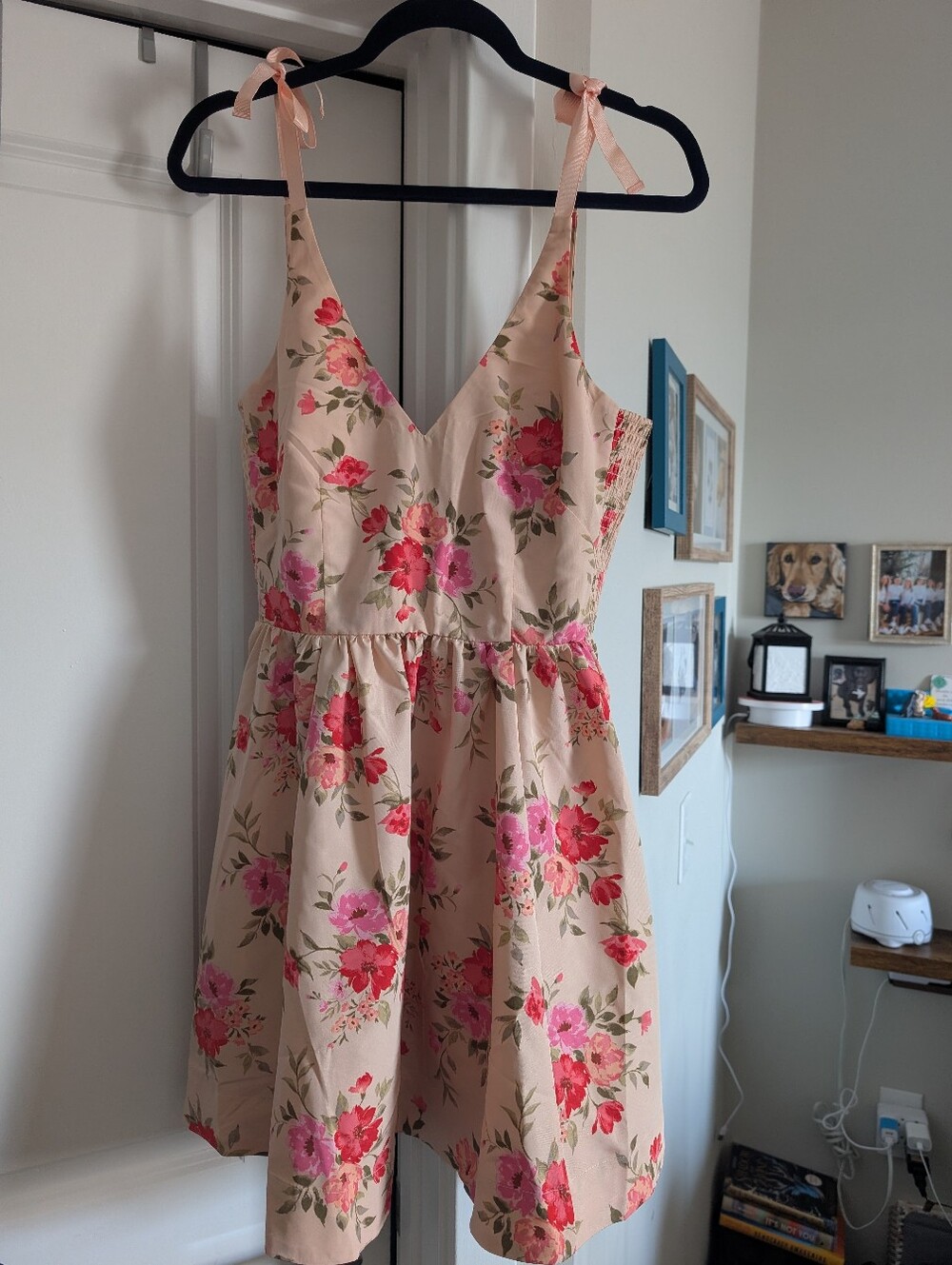 Old Navy Blush Floral Tie-Shoulder Mini Dress